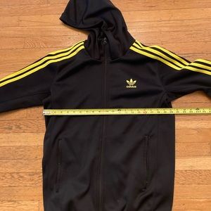 Hooded adidas track jacket.